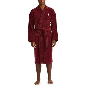 ​Polo Ralph Lauren Men's Terry Velour Robe Size L/XL Classic Wine Big Pony Logo